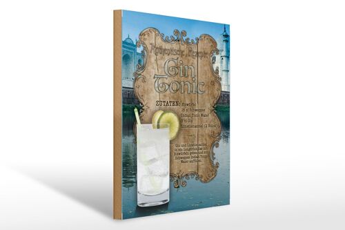 Holzschild Rezept 30x40cm Gin Tonic Zutaten Indian Tonic