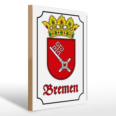 Cartel de madera nota 30x40cm Escudo de armas de la ciudad de Bremen