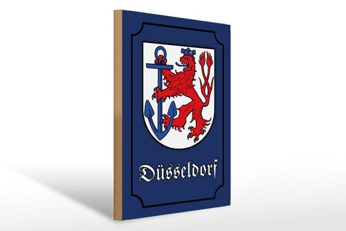 Holzschild Hinweis 30x40cm Düsseldorf Stadtwappen Stadt