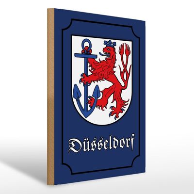 Cartel de madera nota 30x40cm Escudo de armas de la ciudad de Düsseldorf