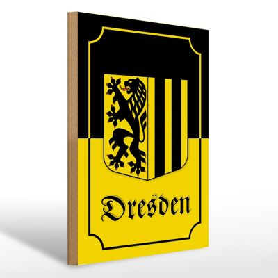 Cartello in legno 30x40 cm Stemma della città di Dresda