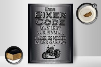 Panneau moto en bois 30x40cm Biker Code on ne vit qu'une fois 2