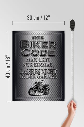 Panneau moto en bois 30x40cm Biker Code on ne vit qu'une fois 4
