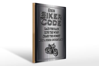 Panneau moto en bois 30x40cm Biker Code race the rain ride 1
