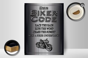 Panneau moto en bois 30x40cm Biker Code race the rain ride 2