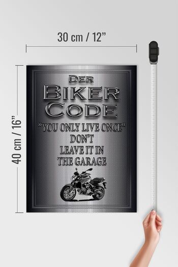 Panneau moto en bois 30x40cm Biker Code on ne vit qu'une fois 4