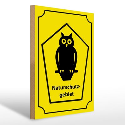 Wooden sign notice 30x40cm nature reserve owl