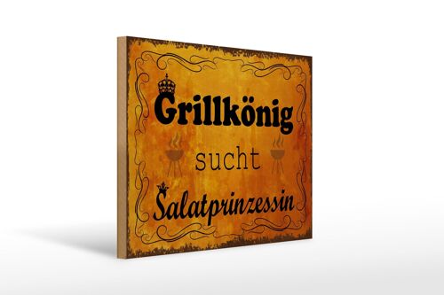 Holzschild Spruch 40x30cm Grillkönig Salatprinzessin