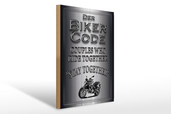 Panneau moto en bois 30x40cm Biker Code stay ride Together 1