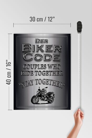 Panneau moto en bois 30x40cm Biker Code stay ride Together 4