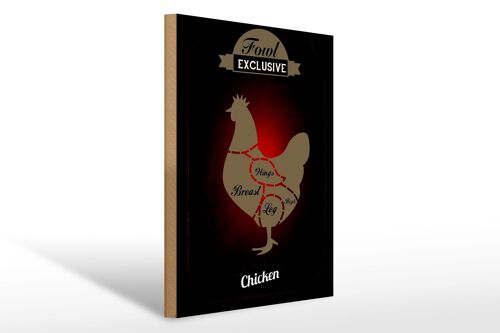 Holzschild Fleisch 30x40cm Fowl exklusive chicken