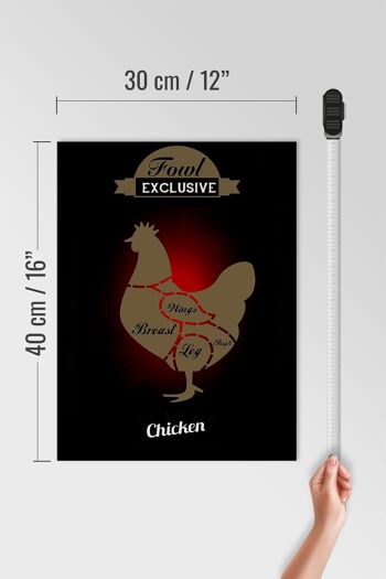 Panneau en bois viande 30x40cm Poule exclusive poulet 4