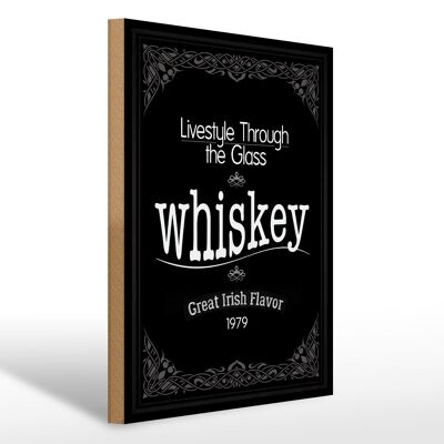 Cartello in legno 30x40 cm Trogolo stile di vita del whisky