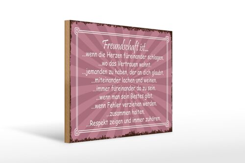 Holzschild Spruch 40x30cm Freundschaft ist wenn Herze