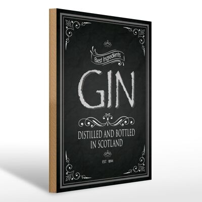 Cartello in legno 30x40 cm Gin migliori ingredienti scozzesi