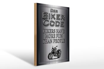 Panneau moto en bois 30x40cm Biker Code plus fun people 1