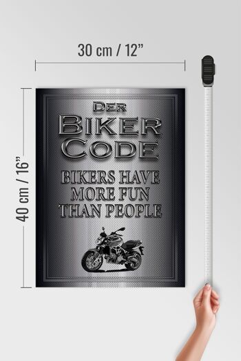 Panneau moto en bois 30x40cm Biker Code plus fun people 4
