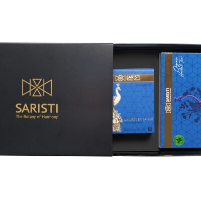 SARISTI Hangover Discovery Gift Set Box  Organic Herbal Tea Blend Box 10 Single Wraps & Assorted Natural Candle