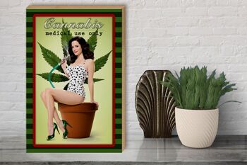 Panneau en bois Pinup 30x40cm Cannabis usage médical uniquement 3