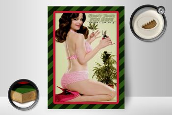 Panneau en bois Cannabis 30x40cm cultivez votre propre dope Pinup 2