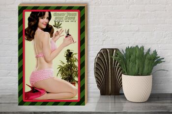 Panneau en bois Cannabis 30x40cm cultivez votre propre dope Pinup 3