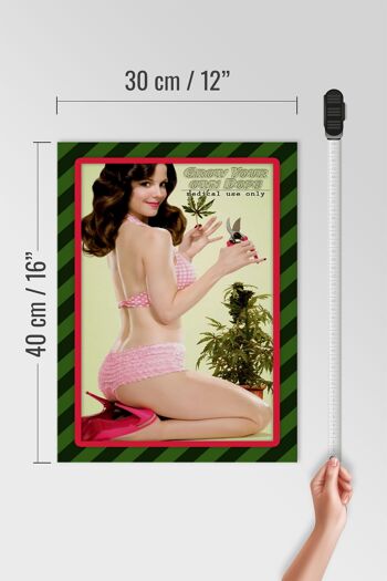 Panneau en bois Cannabis 30x40cm cultivez votre propre dope Pinup 4