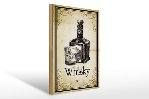 Holzschild 30x40cm 1866 Whisky Retro