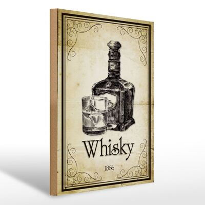 Cartel de madera 30x40cm 1866 Whisky Retro