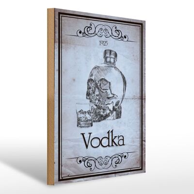 Cartel de madera 30x40cm 1925 Calavera de vodka