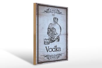 Panneau en bois 30x40cm 1925 Crâne Vodka 1