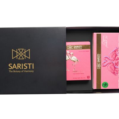 SARISTI Love Discovery Gift Set Box Organic Herbal Tea Blend Box 10 Single Wraps & Assorted Natural Candle