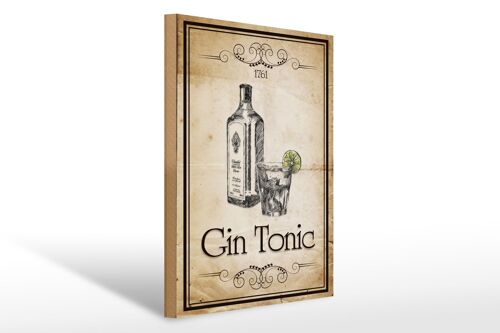 Holzschild 30x40cm 1761 Gin tonic Retro