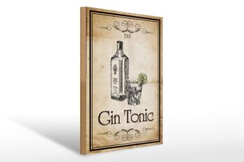 Panneau en bois 30x40cm 1761 Gin tonic Rétro 1