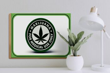 Panneau en bois marijuana 40x30cm à usage médical uniquement 3