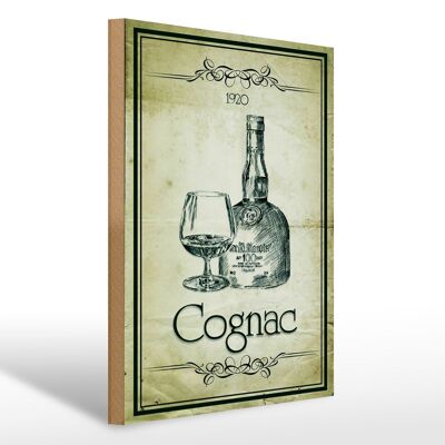 Cartello in legno 30x40 cm 1920 Cognac Retro