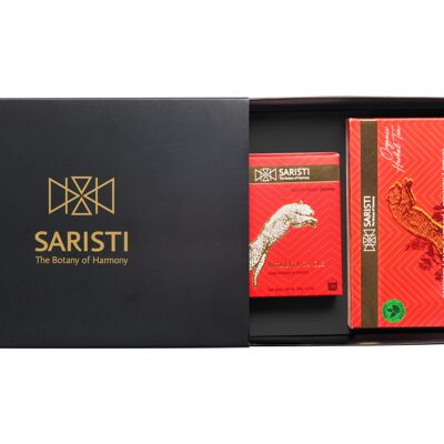 SARISTI Vitality Discovery Gift Set Box  Organic Herbal Tea Blend Box 10 Single Wraps & Assorted Natural Candle