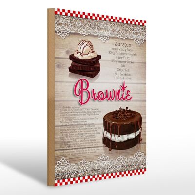 Cartello in legno ricetta ricetta brownie 30x40cm ingredienti 250g burro