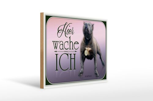 Holzschild Hund 40x30cm Pit Bull Terrier hier wache ich