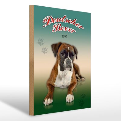 Cartello in legno cane 30x40cm Boxer tedesco 1895