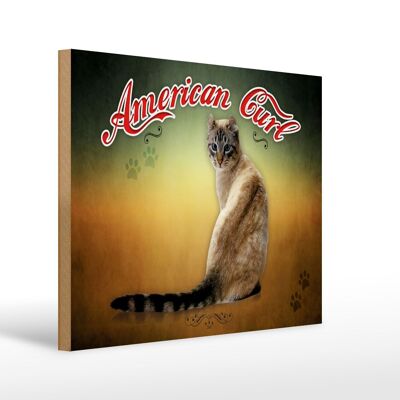 Wooden sign cat 40x30cm American Curl wall decoration