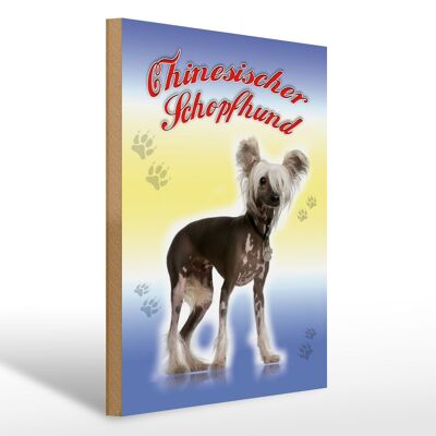 Wooden sign dog 30x40cm Chinese Crested Dog