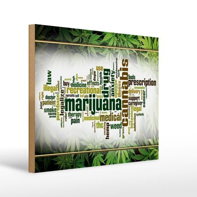 Holzschild Cannabis 40x30cm Marijuana therapy pain smoke