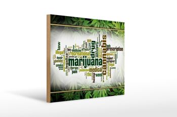 Panneau en bois cannabis 40x30cm Thérapie de marijuana douleur fumée 1