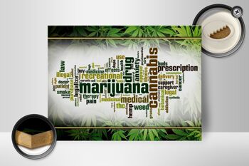 Panneau en bois cannabis 40x30cm Thérapie de marijuana douleur fumée 2