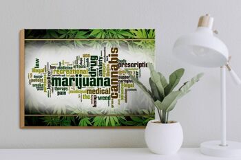 Panneau en bois cannabis 40x30cm Thérapie de marijuana douleur fumée 3