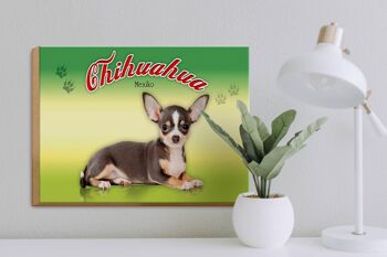 Panneau en bois chien 40x30cm Chihuahua Mexique décoration murale 3