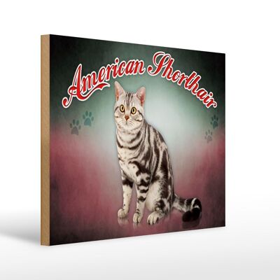 Wooden sign cat 40x30cm American Shorthair wall decoration