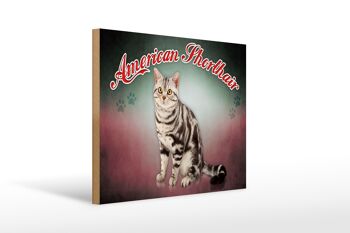 Panneau en bois chat 40x30cm American Shorthair décoration murale 1