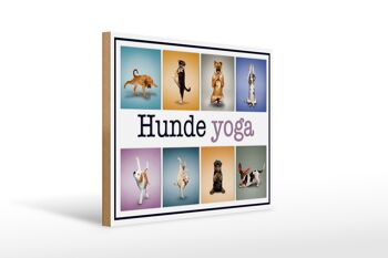 Panneau en bois 40x30cm Chiens Yoga coloré 1