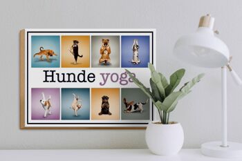 Panneau en bois 40x30cm Chiens Yoga coloré 3